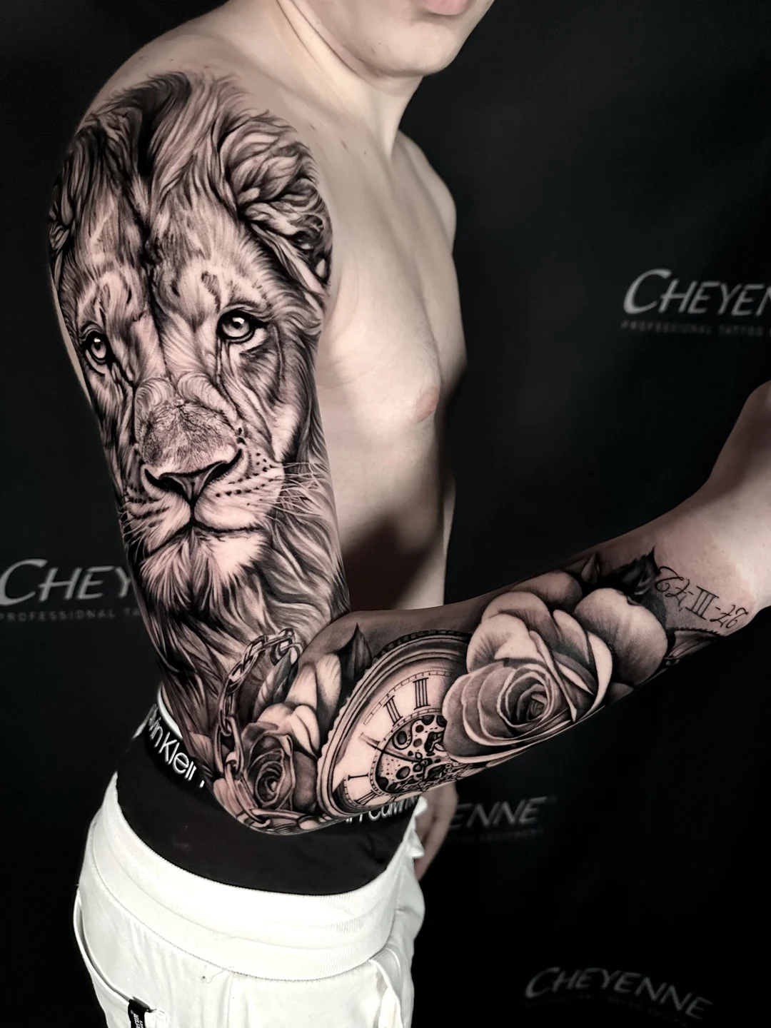 Realistic lion tattoo