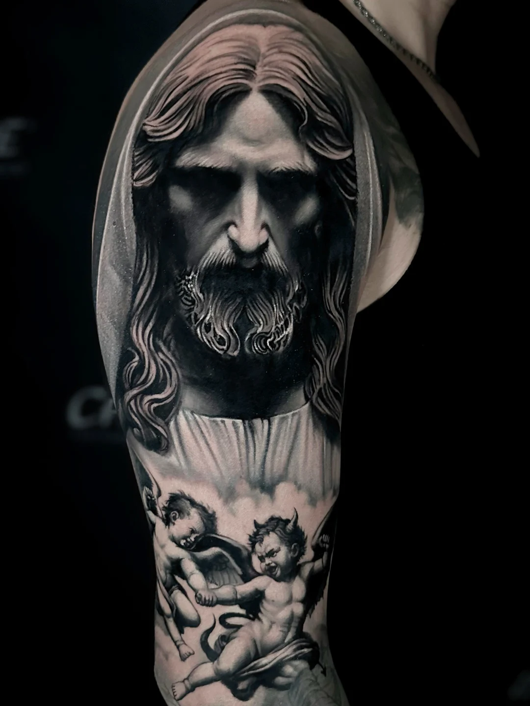 Black and grey realism portrait