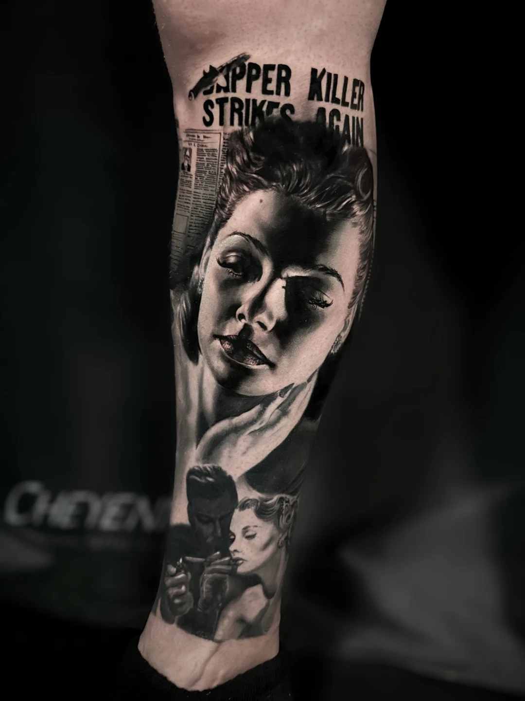 Black and grey portrait realism sleeve