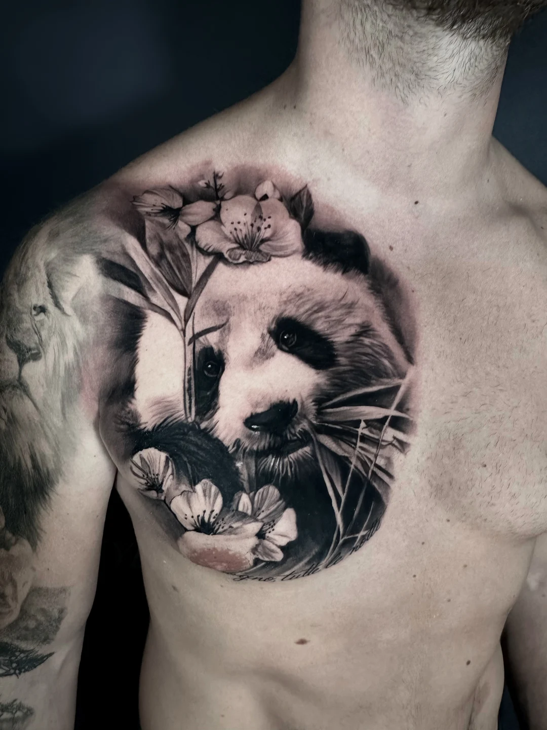 Black and grey realism chest portrait