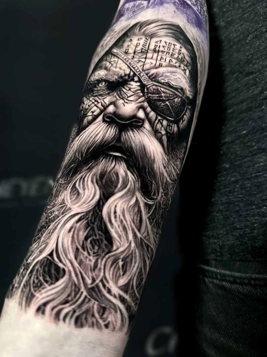 Realistic warrior sleeve tattoo